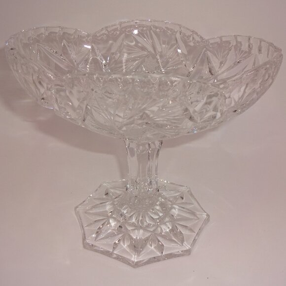 Vintage Nizbor A. Ruckl & Sons Clear Glass Czech Crystal Oval Footed Bowl Dish